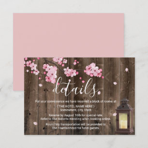 Convite Detalhes de Casamento Floral Rosa Lanterna Vintage
