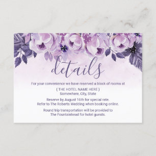 Convite Detalhes de Casamento Floral Roxo Aquarela