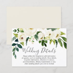 Convite Detalhes de casamento lindos creme floral branco