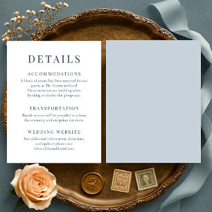 Convite Detalhes de Casamento Minimalista Elegante Azul Co