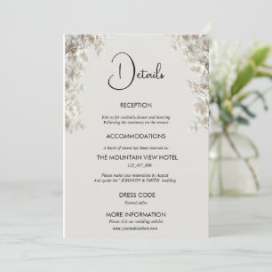 Convite Detalhes de casamento minimalista florais em marfi