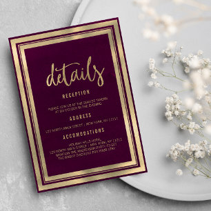 Convite Detalhes de casamento minimalista luxuoso dourado 