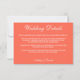 Convite Detalhes de Casamento Modernos e Elegantes em Cora