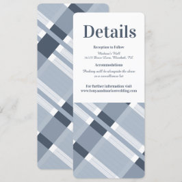 Convite Detalhes de Casamento Modernos Xadrez Azul Poeira