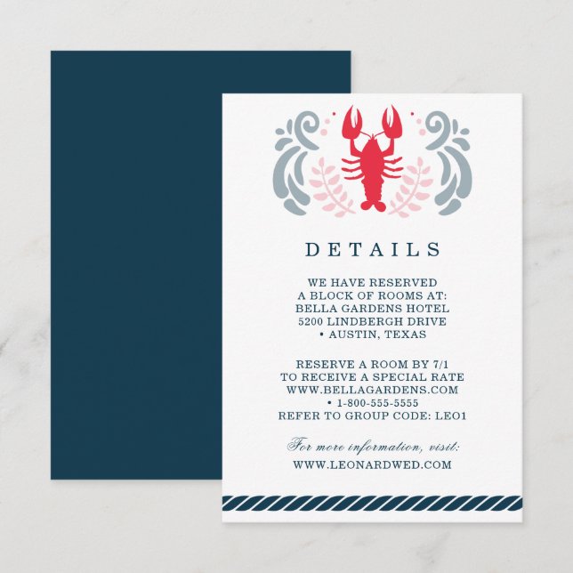 Convite Detalhes de Casamento Náutico Moderno (Frente/Verso)