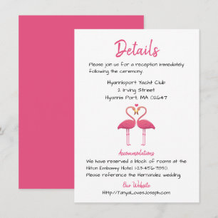 Convite Detalhes de Casamento Pink Flamingo Luau de Verão