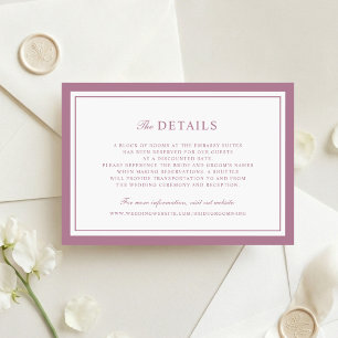 Convite Detalhes de Casamento Quadro de Borda Mauve Elegan