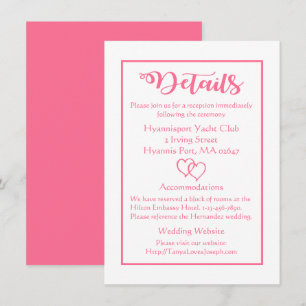 Convite Detalhes de Casamento Rosa e Branco & Corações