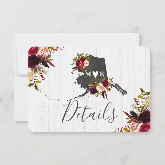 Convite Detalhes de Casamento Rústico no Destino do Estado (Frente)