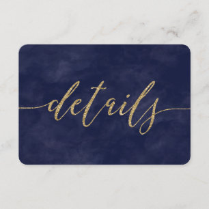 Convite Detalhes de Casamento Simples em Aquarela Azul Mar