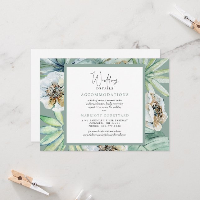 Convite Detalhes de Casamento Simples Folhagem Tropical Sa (Frente/Verso In Situ)