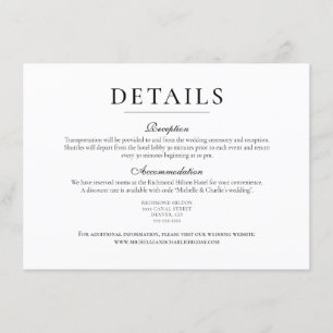 Convite Detalhes de Casamento Simples Minimalista Elegante