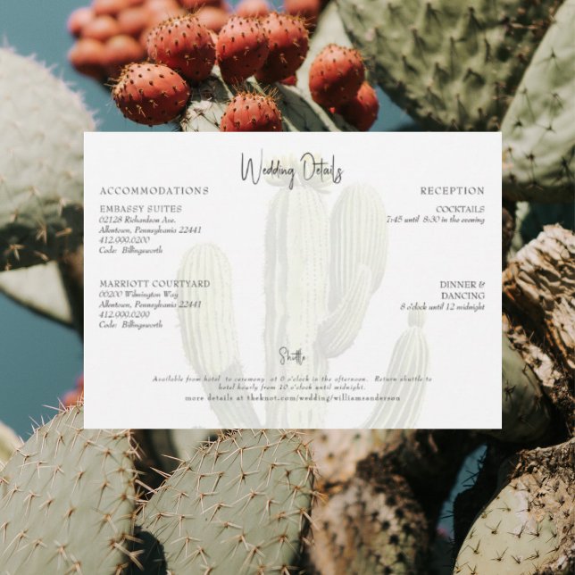Convite Detalhes de Casamento Tropical de Cacto Moderno (Criador carregado)