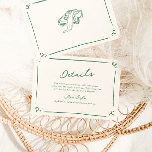 Convite Detalhes de Casamento Verde Desenhados à Mão Capri
