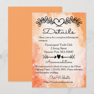 Convite Detalhes de Coração Floral em Aquarela Laranja Cas