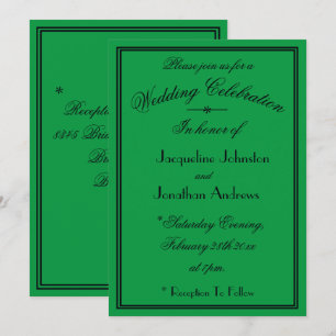 Convite Detalhes de Fonte Preta Simples Casamento Verde Es