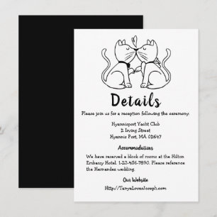 Convite Detalhes de Gato Casamento Preto Branco Gatos Fofo