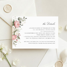 Convite Detalhes de Inserção de Casamento Rosa Floral Eleg