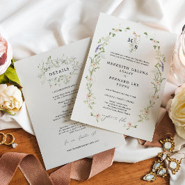 Convite Detalhes de Monograma de Casamento Rústico Vintage