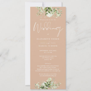 Convite Detalhes de Monograma Floral Verde Oliva Casamento