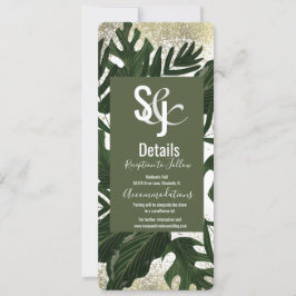 Convite Detalhes de Monstera Tropical Falso Splash Dourado