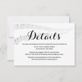 Convite Detalhes de Música de Casamento Elegante Acomodaçõ