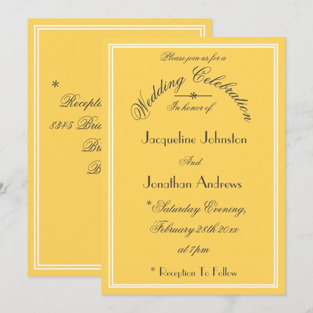 Convite Detalhes de Nomes com Letra Preta e Casamento Amar (Frente/Verso)