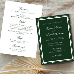 Convite Detalhes de Recepção Elegantes em Verde Esmeralda