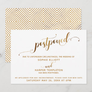 Convite Detalhes do Casamento Adiado Caligrafia Coração 