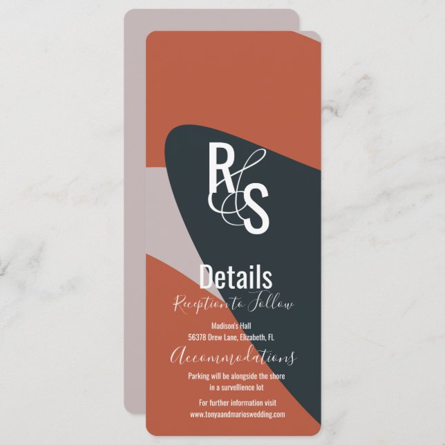 Convite Detalhes do Casamento Azul de Terracotta Biológico (Frente/Verso)