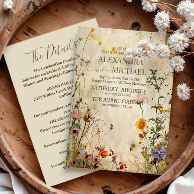 Convite Detalhes do Casamento Boho de Outono com Flores Si (Criador carregado)
