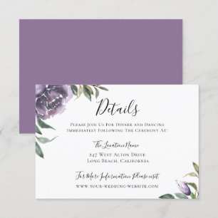 Convite Detalhes do Casamento Botânico Roxo