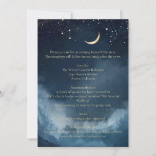 Convite Detalhes do Casamento Celestial   Estrelas Dourada