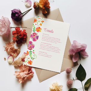 Convite Detalhes do Casamento Colorido Floral Fiesta Mexic