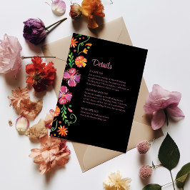 Convite Detalhes do Casamento Colorido Floral Fiesta Mexic