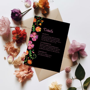 Convite Detalhes do Casamento Colorido Floral Fiesta Mexic