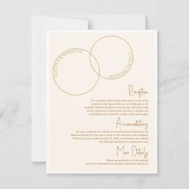 Convite Detalhes do Casamento com Dois Anéis (Frente)
