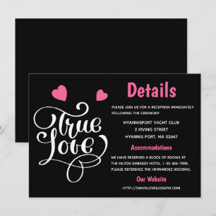 Convite Detalhes do Casamento Corações Rosa Amor Verdadeir