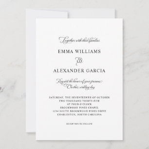 Convite Detalhes do Casamento da Caligrafia Elegante Preto