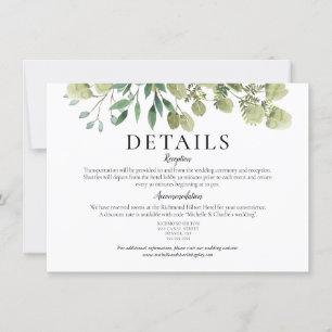 Convite Detalhes do Casamento da Elegante Watercolor Green