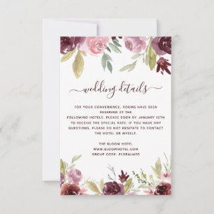Convite Detalhes Do Casamento Da Flor Floral Da Burgundy W