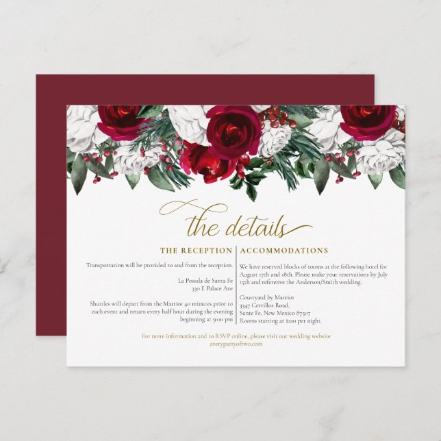 Convite Detalhes do Casamento da Holanda do Natal HOLLY Wi (Frente/Verso)