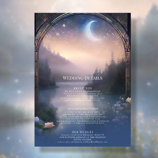 Convite Detalhes do Casamento das Estrelas do Lago Moonlit