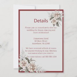 Convite Detalhes do Casamento de Borgonha, Blush e Rosas B