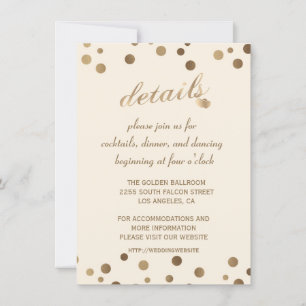 Convite Detalhes do Casamento de Confetti Dourado com Cham