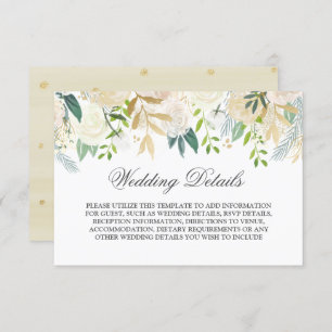 Convite Detalhes do Casamento de Dourada Floral Floral Wat