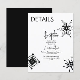 Convite Detalhes do Casamento de Floco de Neve Preto Moder