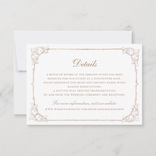 Convite Detalhes do Casamento de Frame de Ornamento Elegan (Frente)