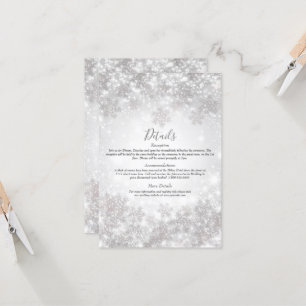 Convite Detalhes do Casamento de Inverno com Flocos de Nev