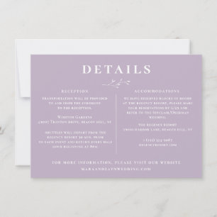 Convite Detalhes do Casamento de Mauve Mauve da Ramificaç